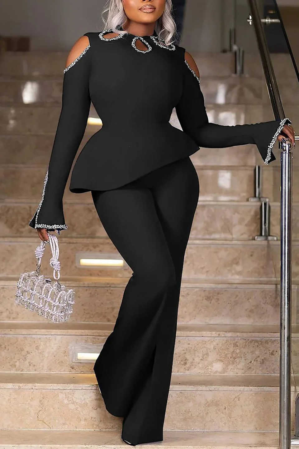 Customized Designer Women Pants Suits Crystal Ladies Prom Birthday Party Formal Wear Outfit Jacket 2 Pieces