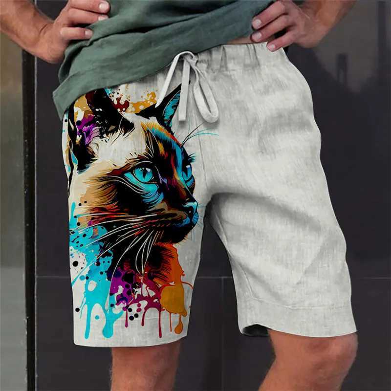 Mens Board Shorts Swim Shorts Swim Trunks Summer Shorts Beach Shorts Drawstring Elastic Waist 3D Print Graphic Animal Cat Breat W250215
