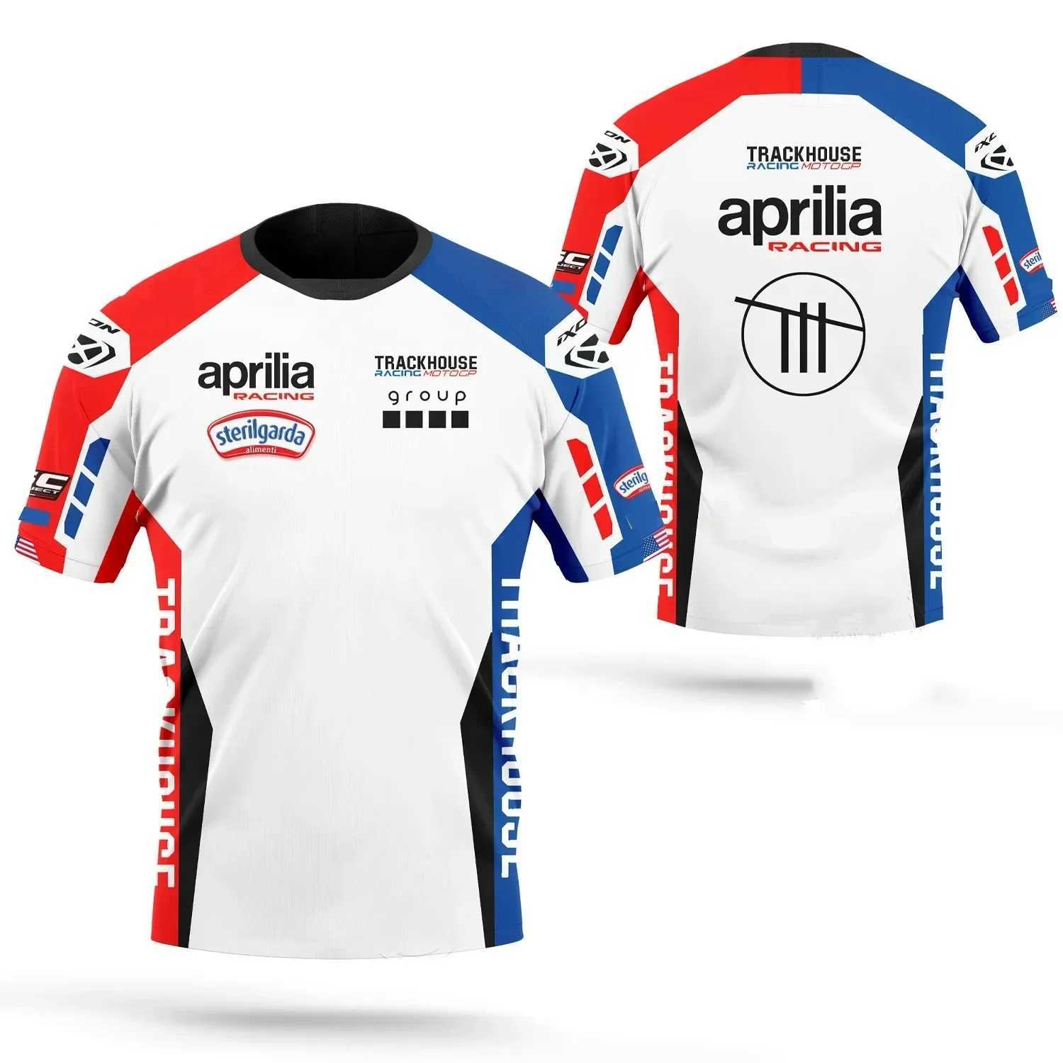 Motorcycle Race Aprilia Trackhouse Team White Coated Workwear 2024 Mens T-Shirts Summer Leisure Breathable T-shirt Sportswear W250214
