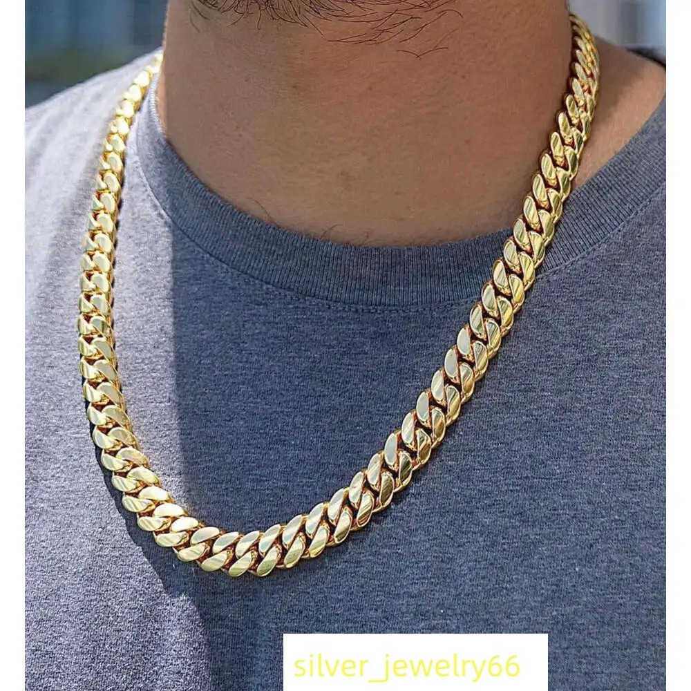 11mm 925 Sterling Silver Hip Hop Miami Cuban Link Chain 18k Rapper Mens Cuban Necklace Gift Party Engagement Hip Hop Jewelry