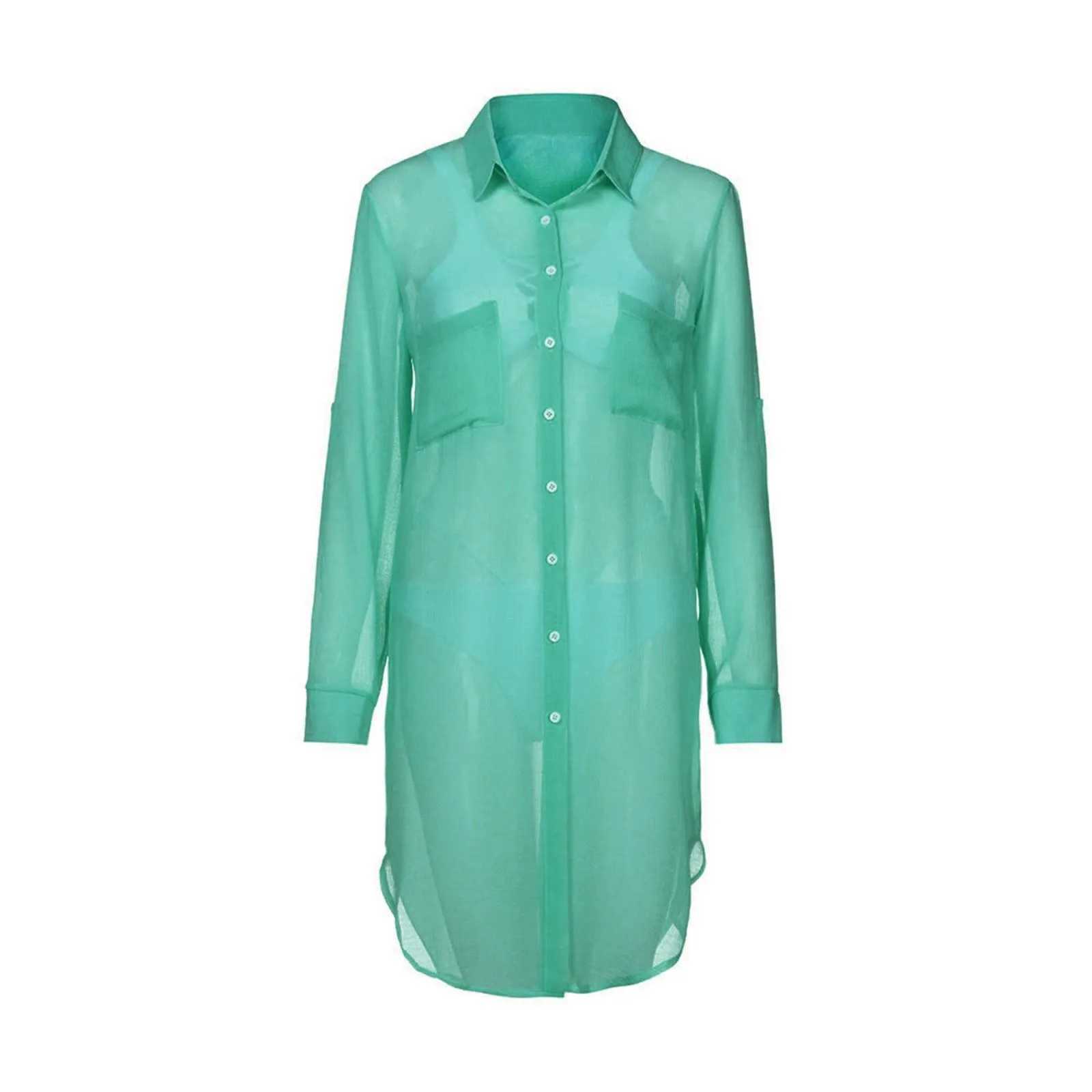 Open top beach shirt long sleeved chiffon top bikini set suitable for women swimwear loose top tankinis setW250214