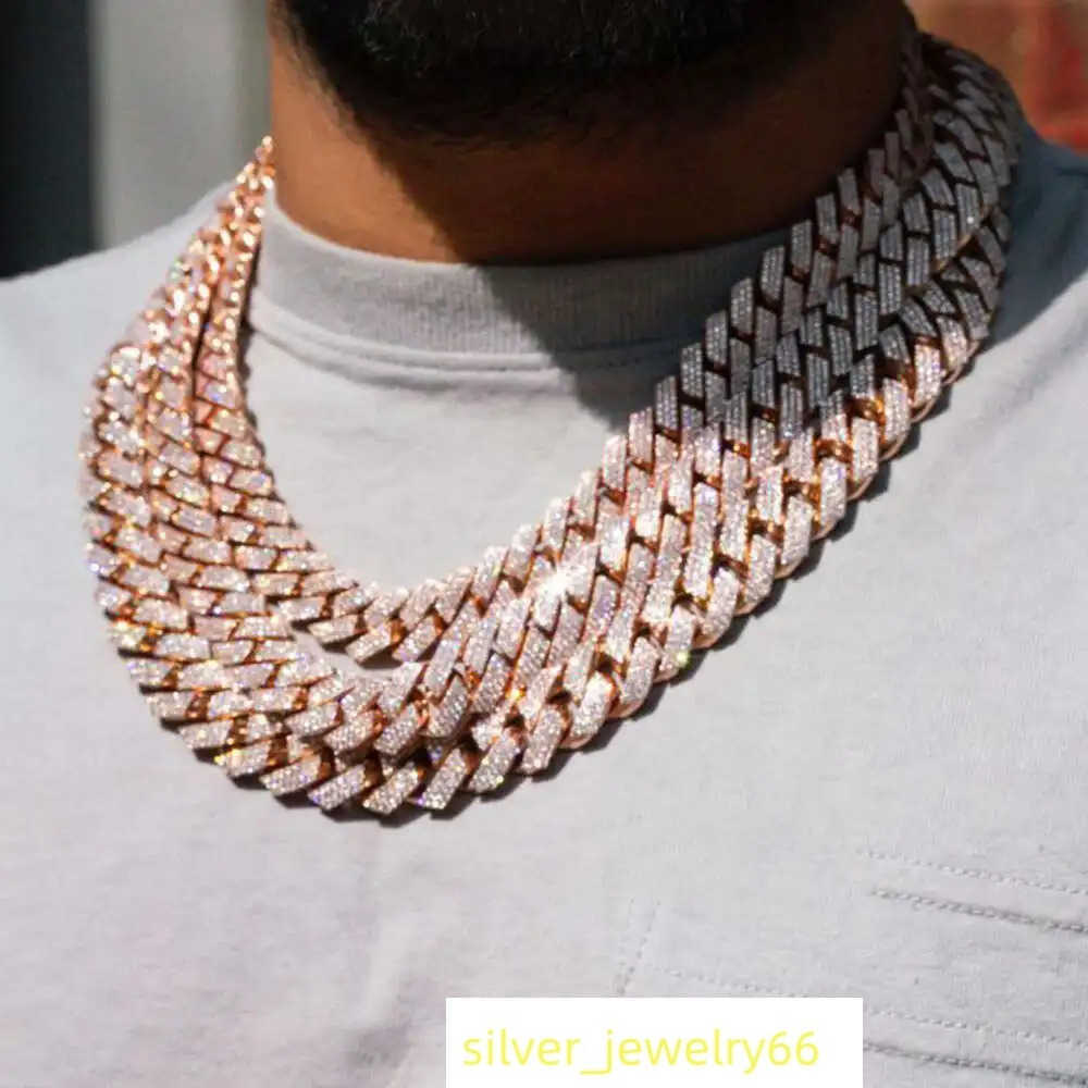 in Stock Hip Hop Iced Out Jewelry 14k 18k Real Solid Gold Necklace 8mm 10mm 12mm 14mm Vvs Moissanite Diamond Cuban Link Chain