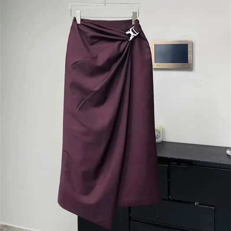 Autumn Fashion er Womens Skirt Suit Elegant Office Lady Solid Color Short Jacket Fold Long Skirt Two-Piece Set J309 250210