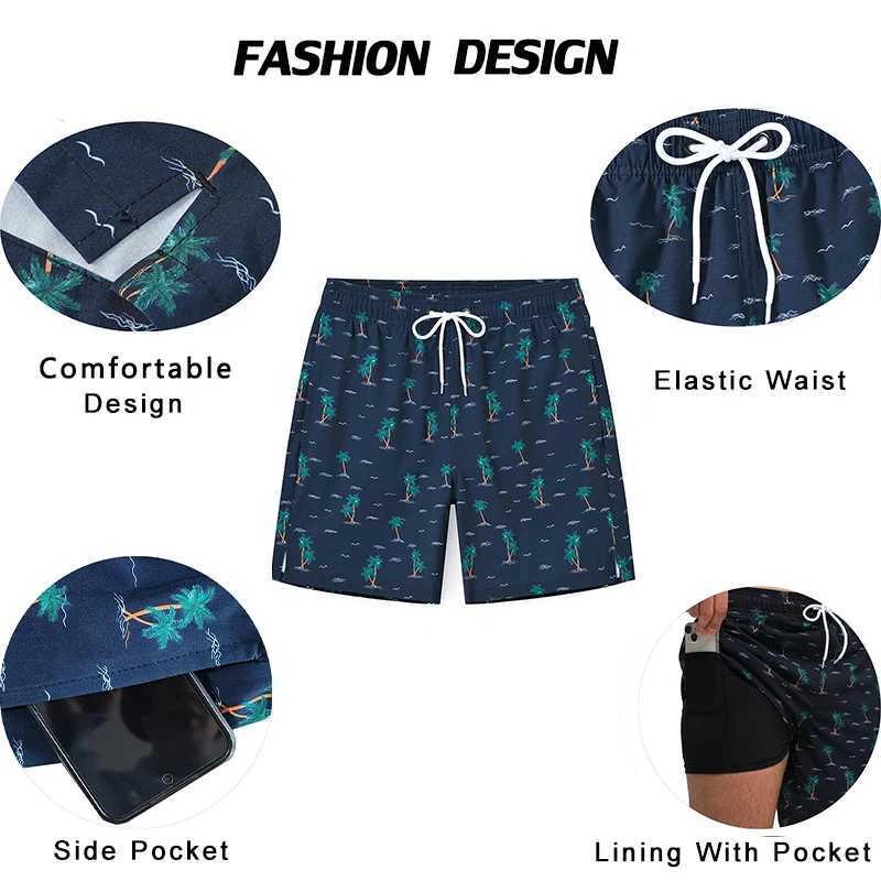 ESCATCH Summer 2025 New Fashion Polyester Swimming Shorts Men Gym Board Quickly Dry Elastic Waist Swimwear Beach Pants W250215