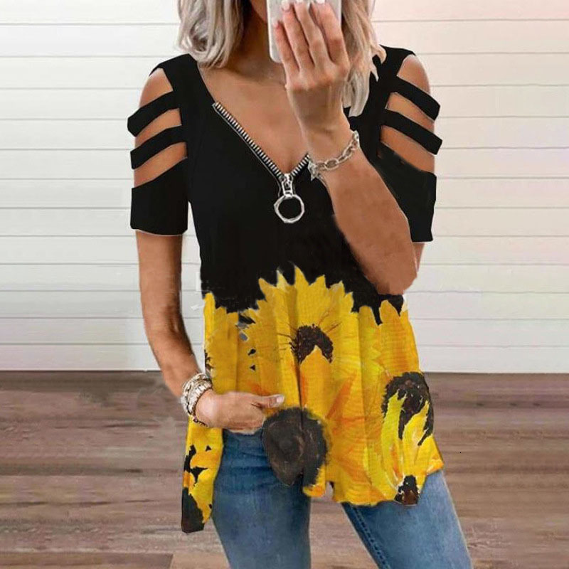 Designer Fashion Trend 2025 Summer New Women Hollow Printed Casual Fashion T-shirt