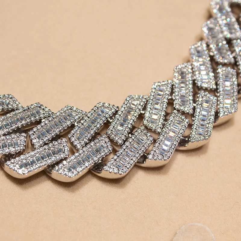 hip hop men jewelry 925 silver 20mm Cuban link 4Rows Emerald Moissanite Cuban Chain link Bracelet