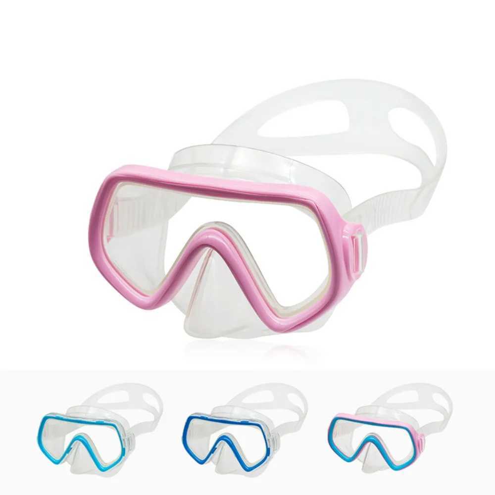 PC Childrens Diving Goggles Anti Fog Waterproof Diving Goggles Nose Protection High Definition Lenses Snorkeling Mask Children Z250215