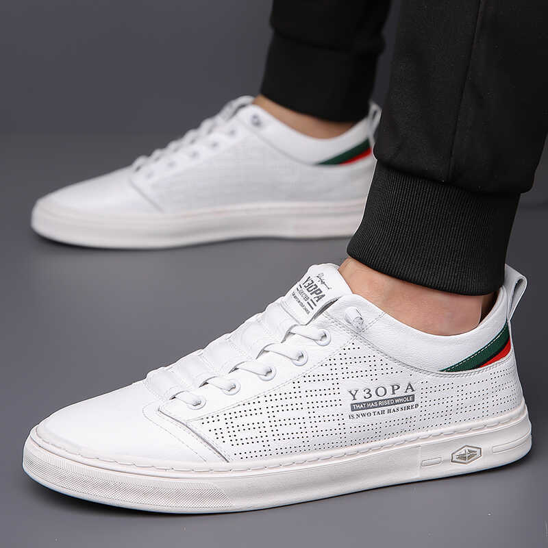 Men Casual Shoes Flat Bottom Simple Design Sense Versatile Triple White Beige Free shipping