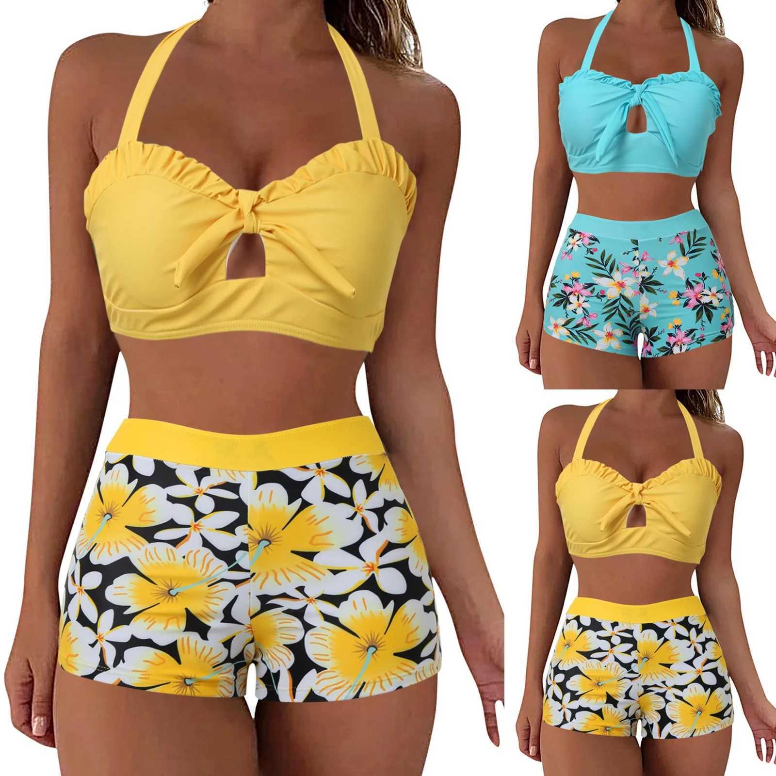 Womens Bikinis Trend 2024 Womens Swimwear Tankini 2 Piece Regular Swimsuit 2 Piece Floral Printed Womens Swimwear 2024W250214