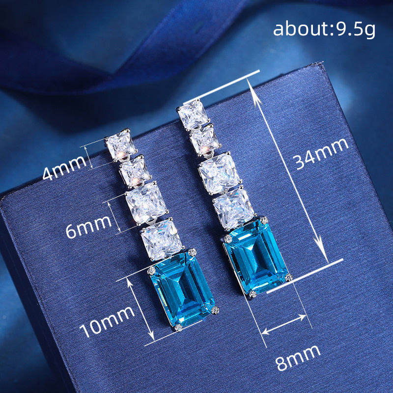 Choucong Brand Drop Ship Dangle Earrings Luxury Jewelry 925 Sterling Silver Emerald Cut 5A Cubic Zircon CZ Diamond Party Women Long Drop Earring Gift