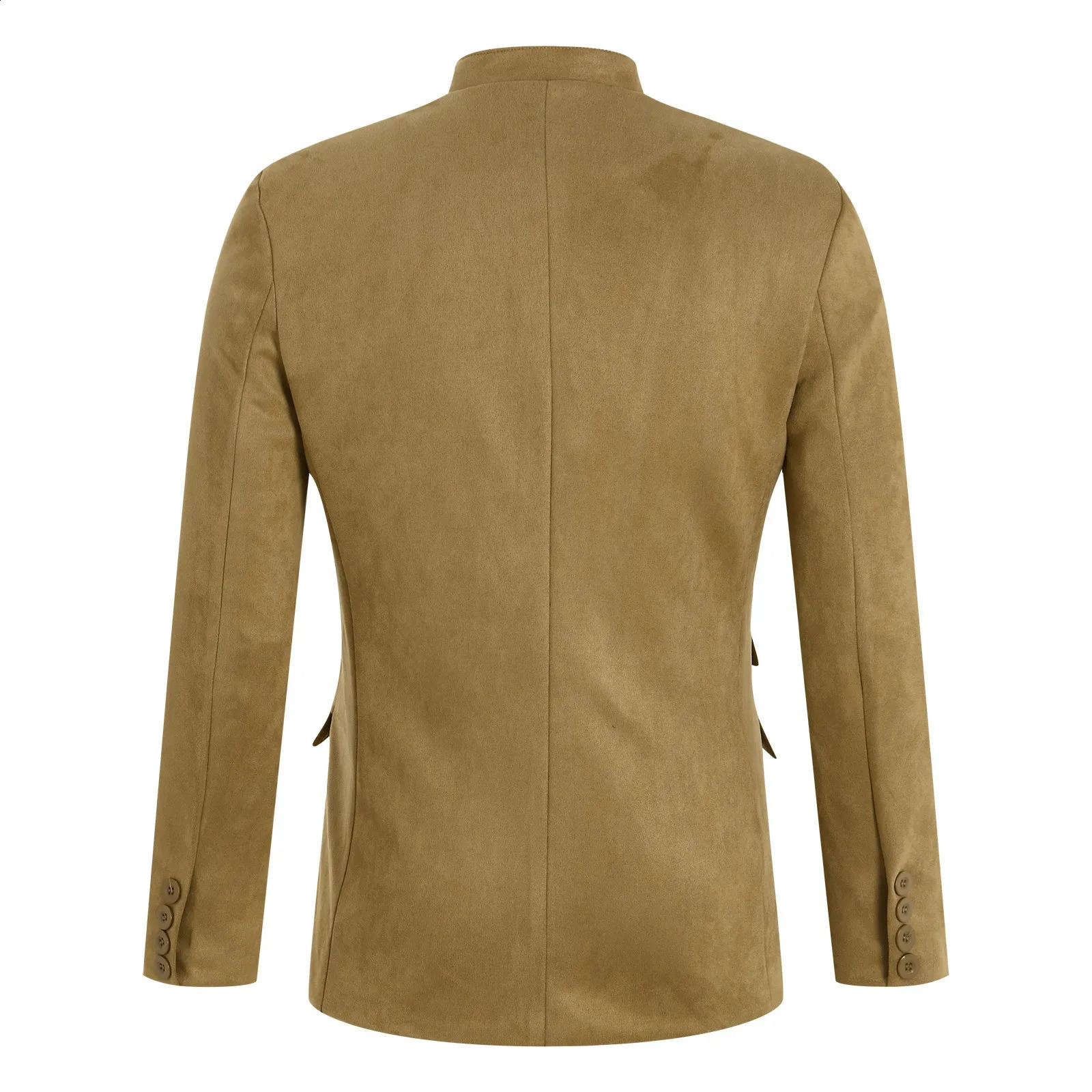 Mens Business Casual Slim Solid Stand Collar Windbreaker Coats Vintage Suede Sport Fashion Fall Winter Fr Suits Fir Men 250214