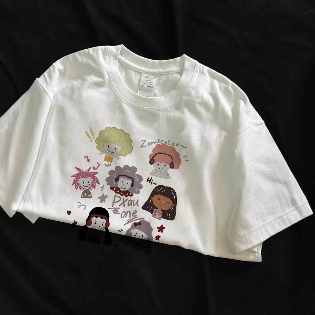 Free Shipping Designer White Short Sleeved T-shirt Loose Spring And Summer New Product 2025 Pure Cotton Fashion Half Sleeved Korean Version Women'