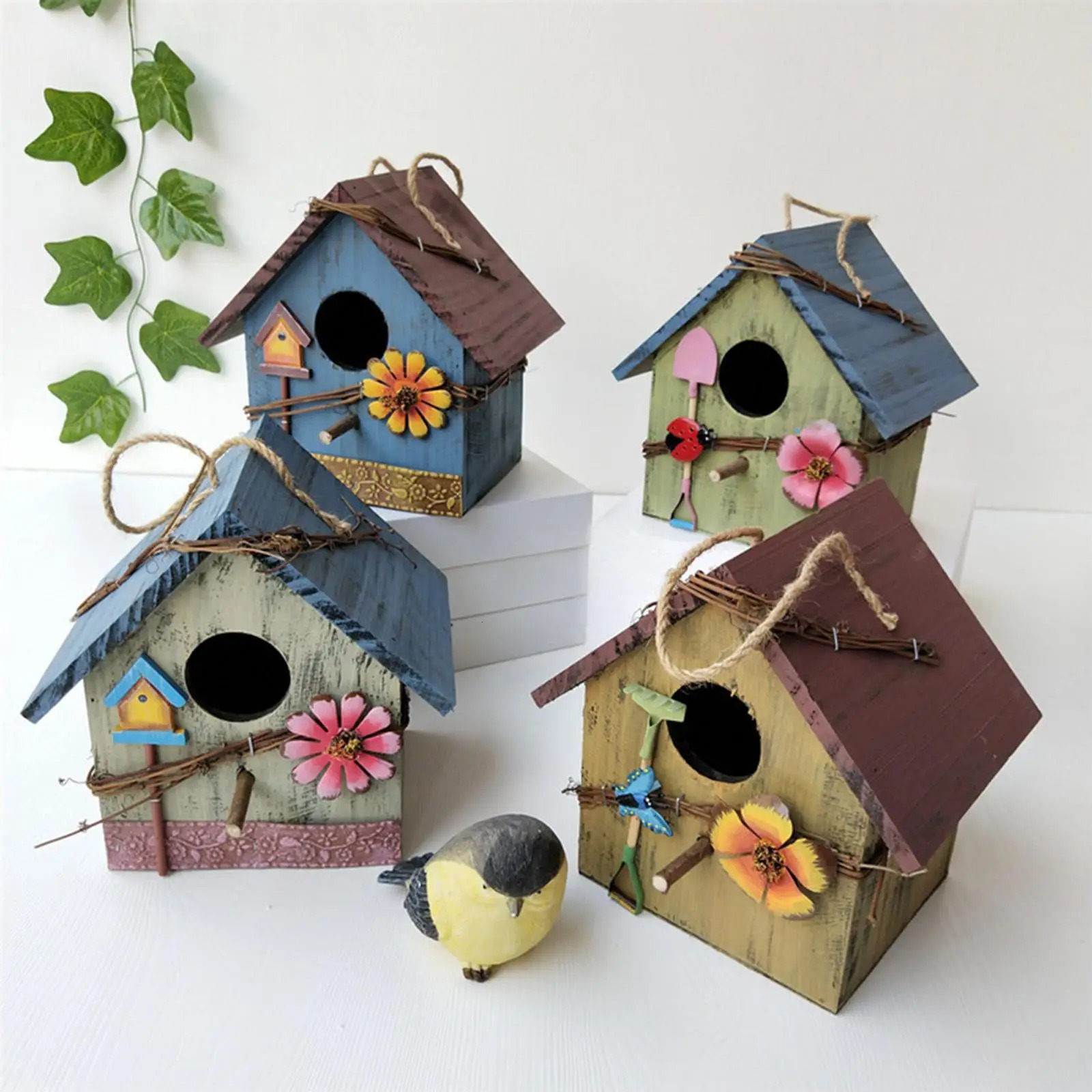 Hanging Bird House Outdoor Courtyard Decorative Birdhouses Yard Garden Decor 250206