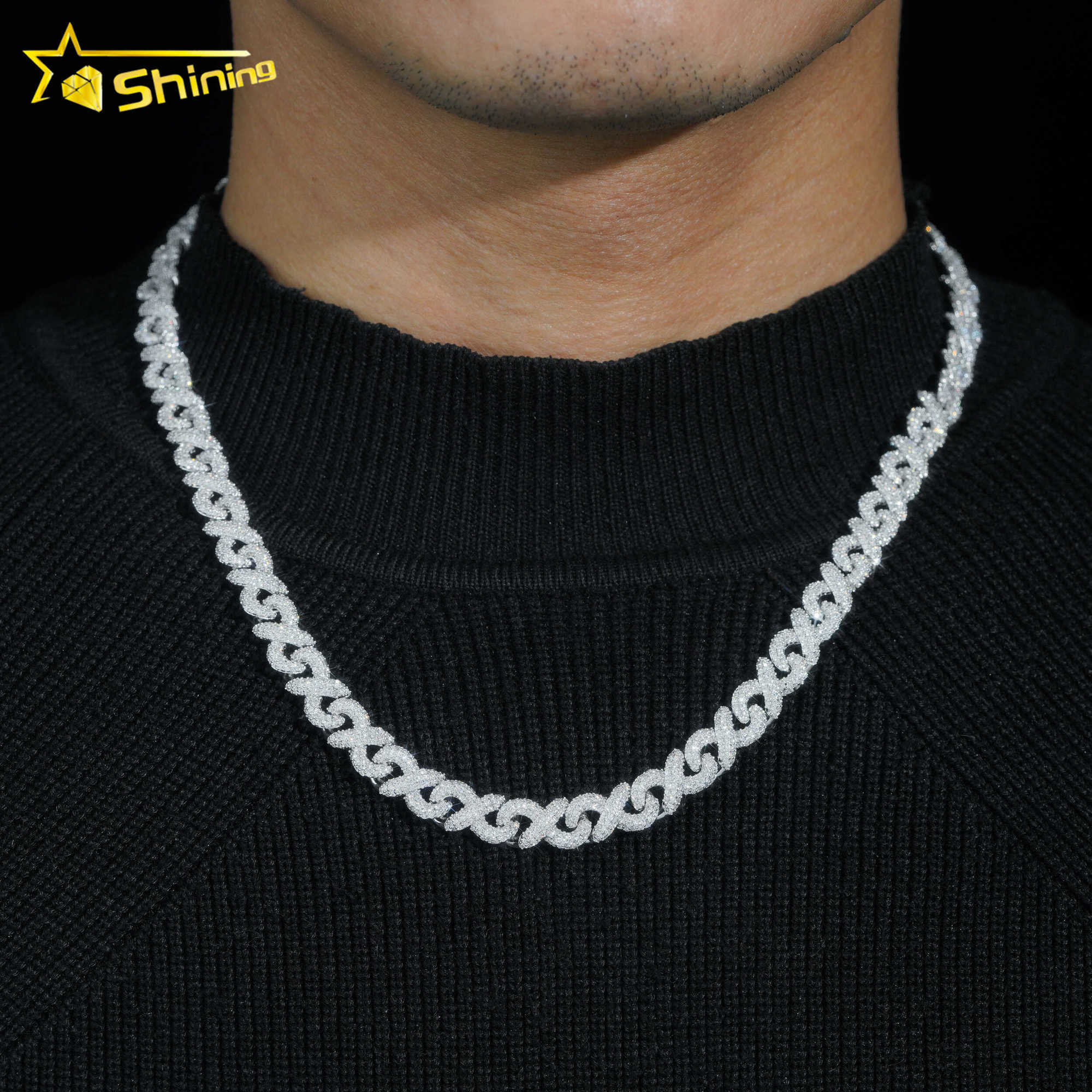 Sterling silver necklace moissanite cuban chain S925 gold plated GRA diamond iced out link chain for men