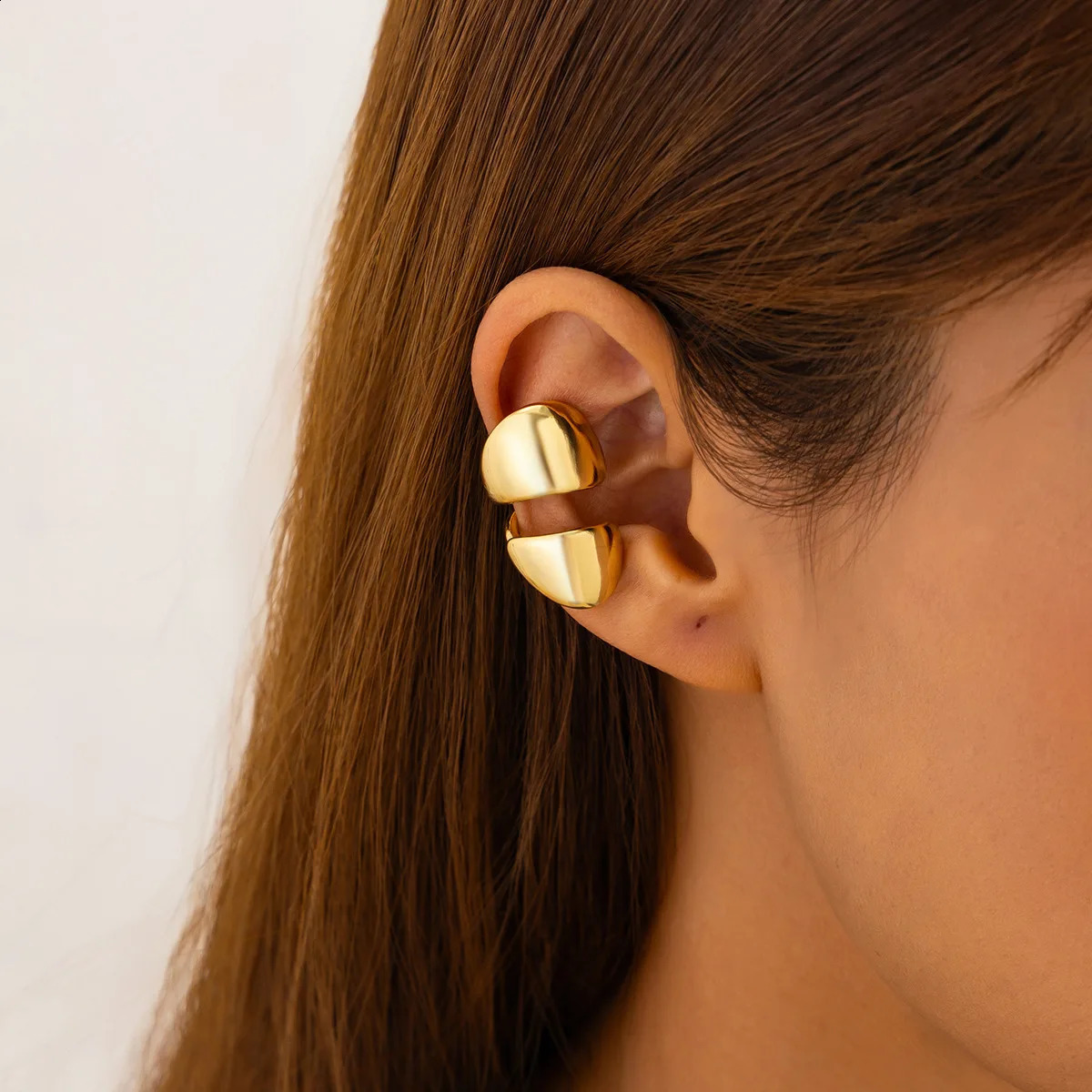 1Pc Goth Geometric Metal Clip Earrings Women Trendy Glossy C Shape No Piercing Cartilage Ear Cuff Y2K Jewelry Accessories 250213