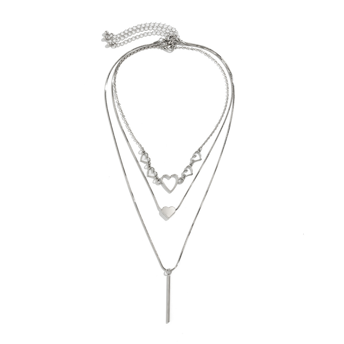Woman fashion Simple, plain, glossy, personalized round tube necklace, versatile, layered metal snake bone chain necklace accessory
