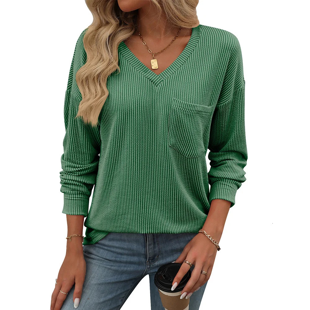 Womens Long Sleeve Tops Spring Autumn Knitted Pullovers Round Neck Striped Contrasting Sleeved Casual Sweater 250211