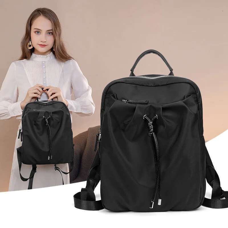 Bag For Woman Aesthetic Backpack Fashion Design Girl Bags Pleated Fabric Drawstring Cute Thin Back Pack Foldable Light Schoolbag