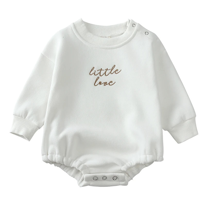 born Baby Romper Baby Girls Boys Embroidery Clothing Thick Infant Romper Solid Cotton Long Sleeve for 3M-24M 250214