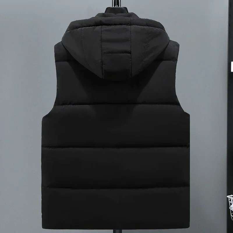 Autumn Winter Vest MenThick Warm Hooded Sleeveless Jacket Male High Quality Waistcoat Casual Fashion Clothes Outerwear