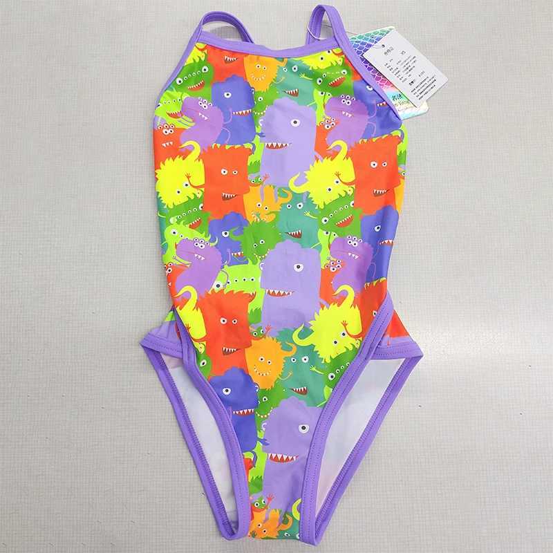 High Quali Professional Girls Swimsuit Teenage Girls Training Racing Swimsuit Printed Swimming Costumes For KidsXJ250214