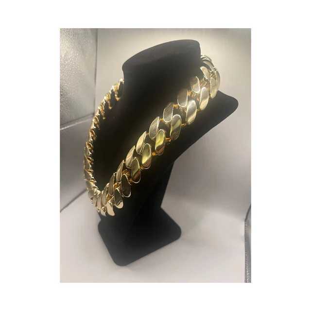 18mm Miami Cuban Link Chain 1 Kg- Heavy Solid Big Cuban Chain for Men Unisex Stainless Steel-gold Plated Fashion14k Gold