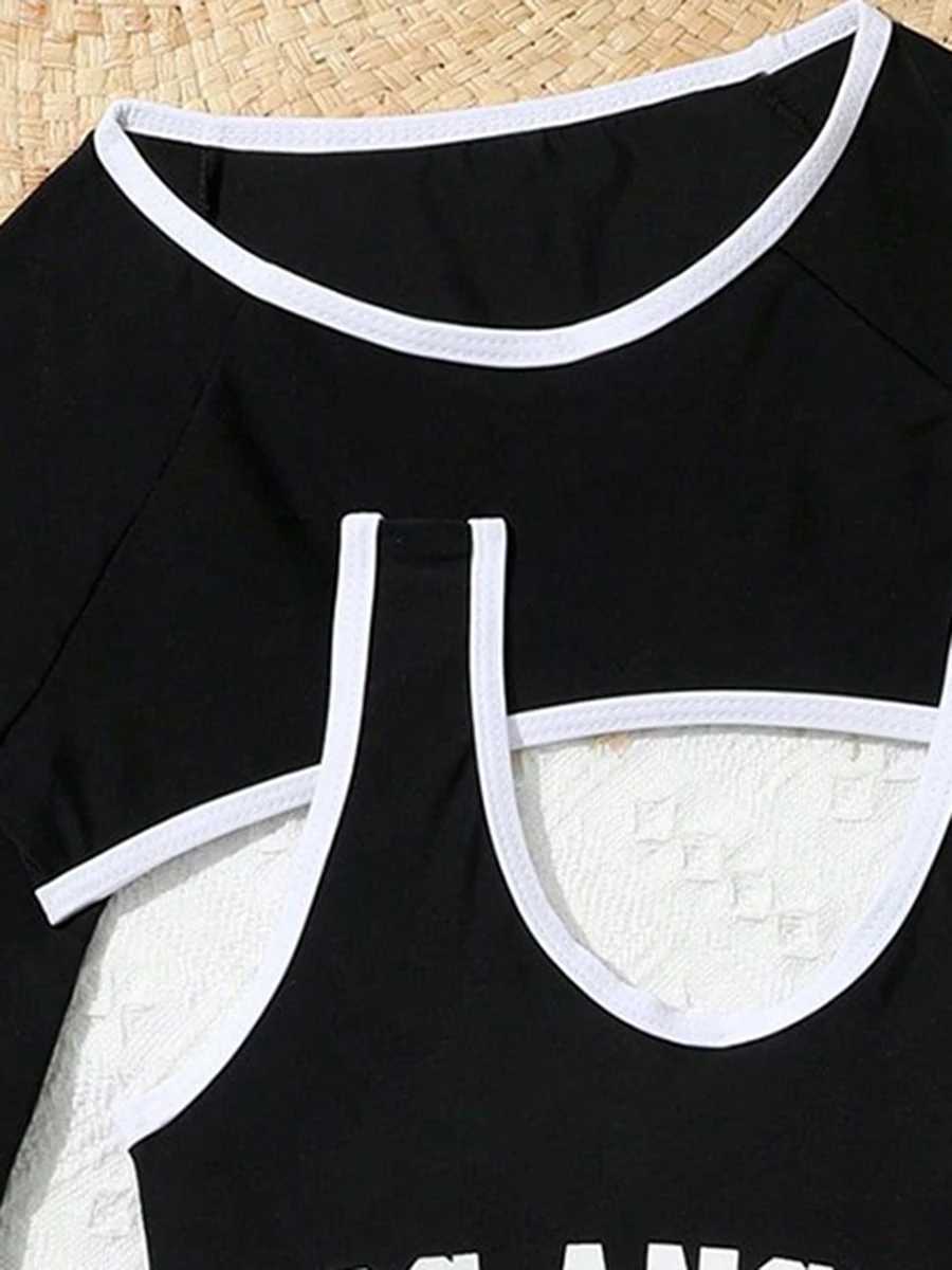 2024 Print Girls Swimsuit Two Piece Kids Swimwear Female Childrens Bathers Bathing Swimming Swim Suit BeachwearXJ250214