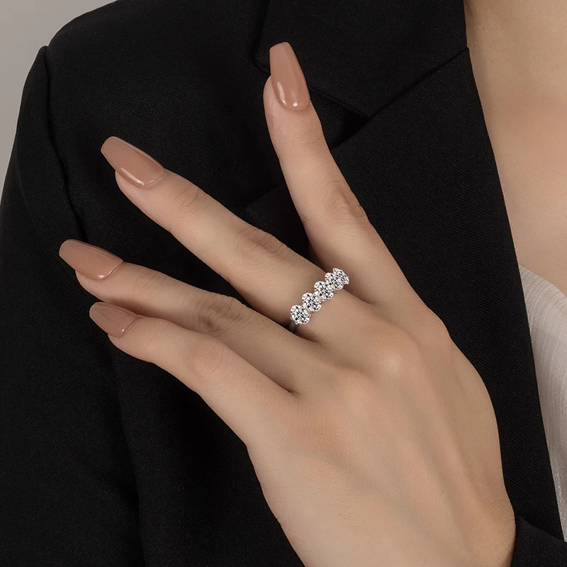 PERFANY Oval Cut Ring for Women S925 Pure Silver 5 pieces 0.5CT Laboratory Certified Diamonds High-end Jewelry 250214