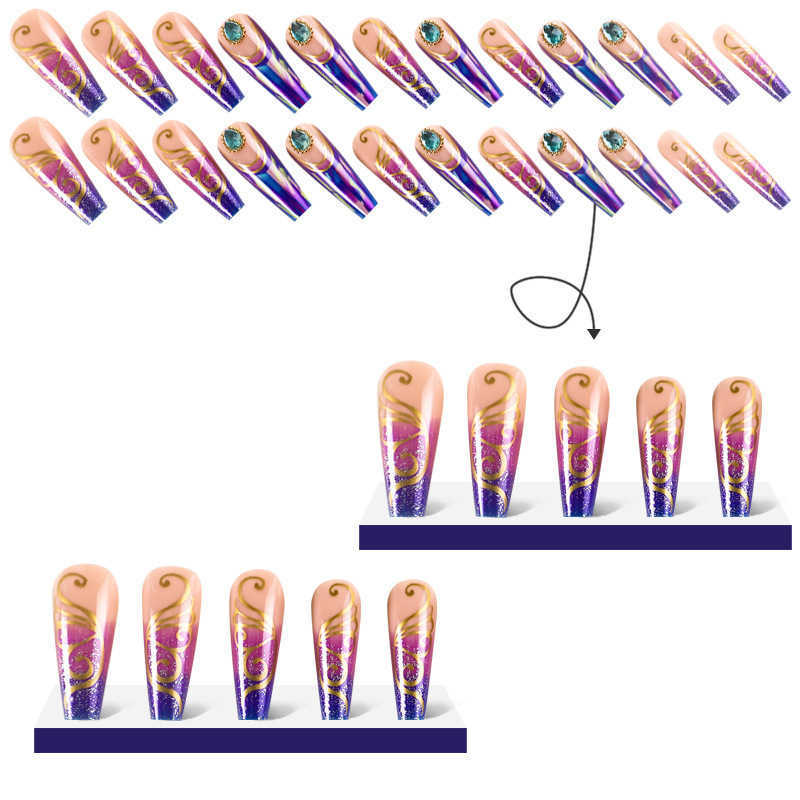 False Nails Wearing armor shining purple jewelry wearing nail plates finished wearable nail patches nail art H25215