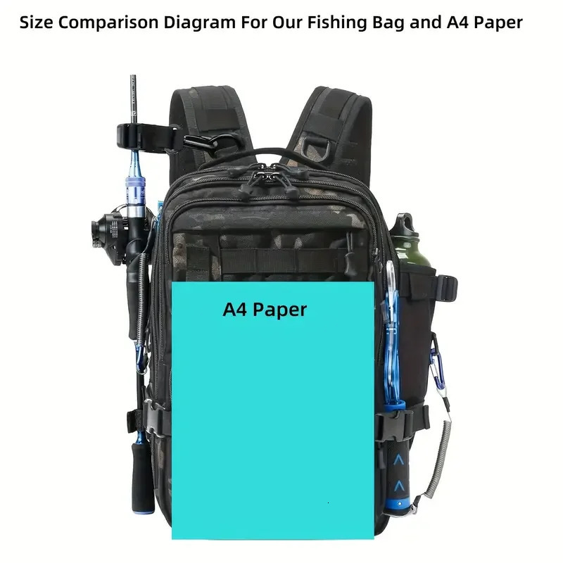1000D Nylon Waterproof Fishing Backpack Tackle Storage Bag Double Shoulder Sling for Outdoor Hunting Hiking 250118