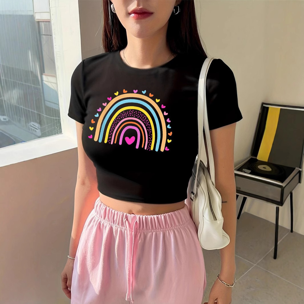 Designer 2025 New Personalized Street Fashion Printed T-shirt With Shoulder And Short Sleeved Slim Fit Top