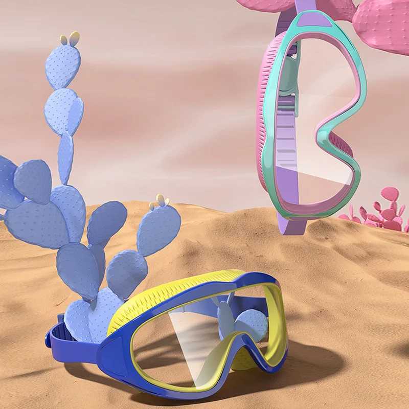 Children Swimming Goggles Caps Boys Girls Professional Diving Goggles Glasses Waterproof anti-fog Big Box Z250215