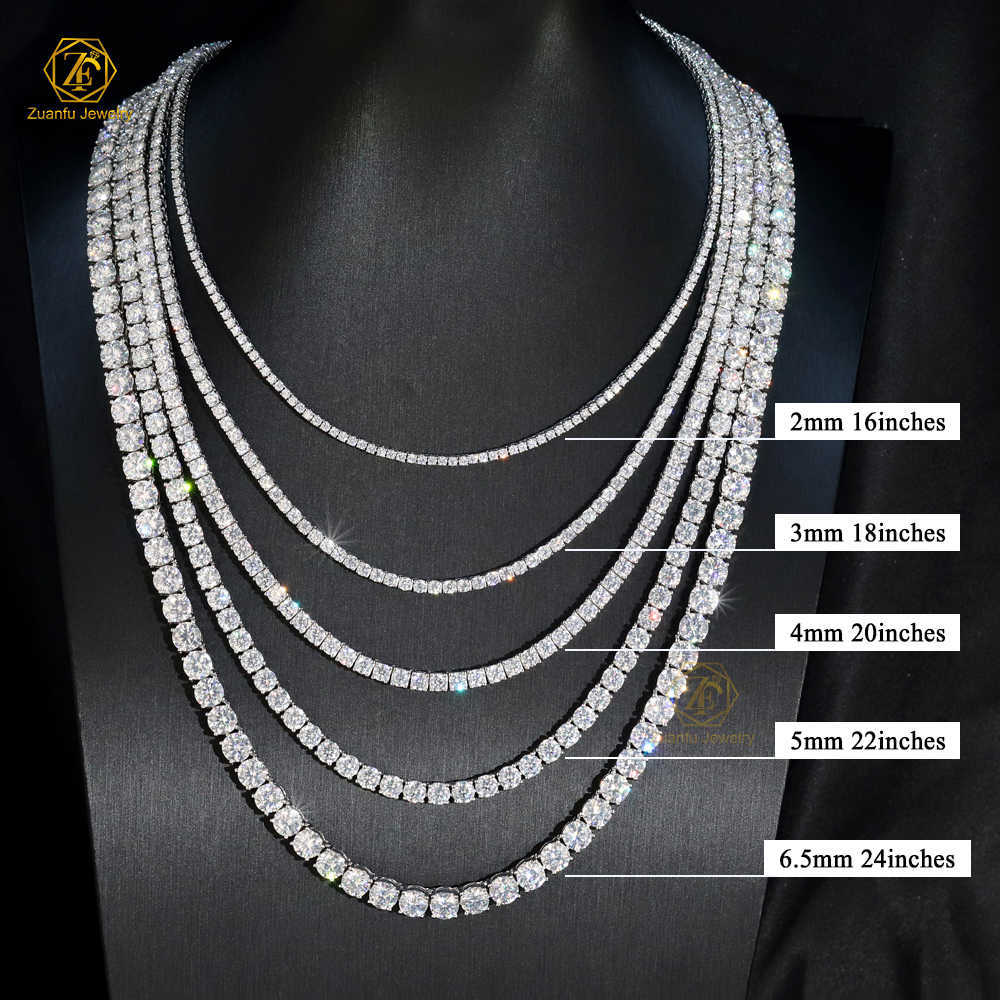 Trendy 925 Silver Fine Chain Necklace Good Quality and Low Price 2mm 3mm 4mm 5mm VVS Moissanite Tennis Chains