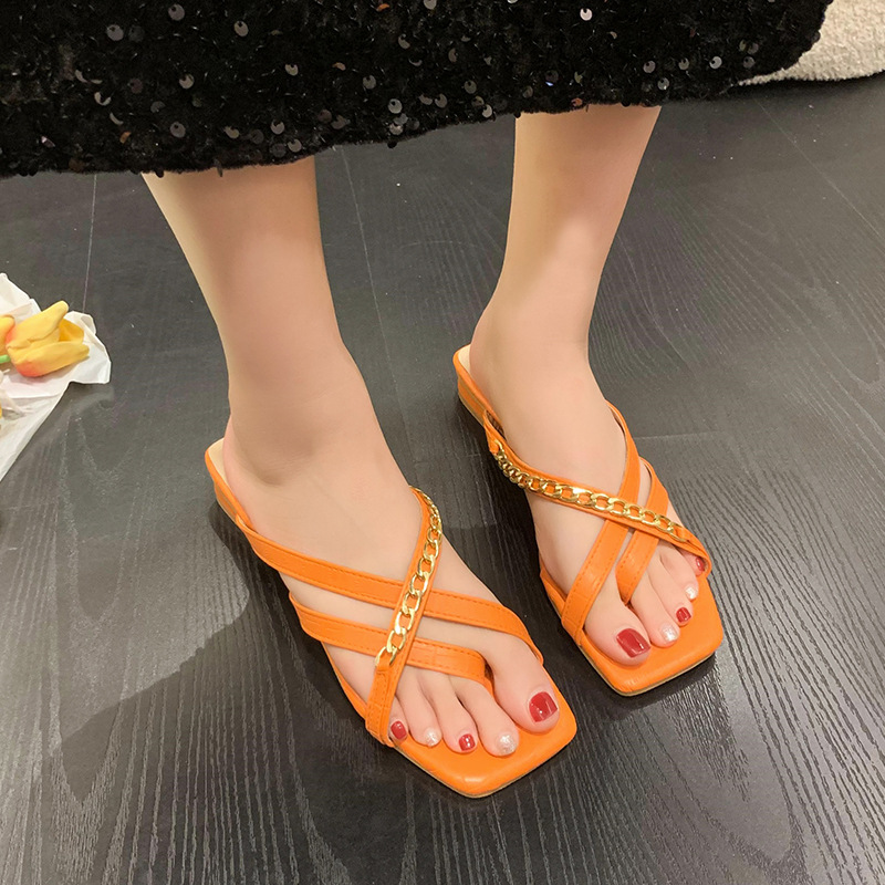Women Slippers Flat Bottom Fashion Light Color Versatile Outdoor Wear Plus Size Triple Orange Free shipping