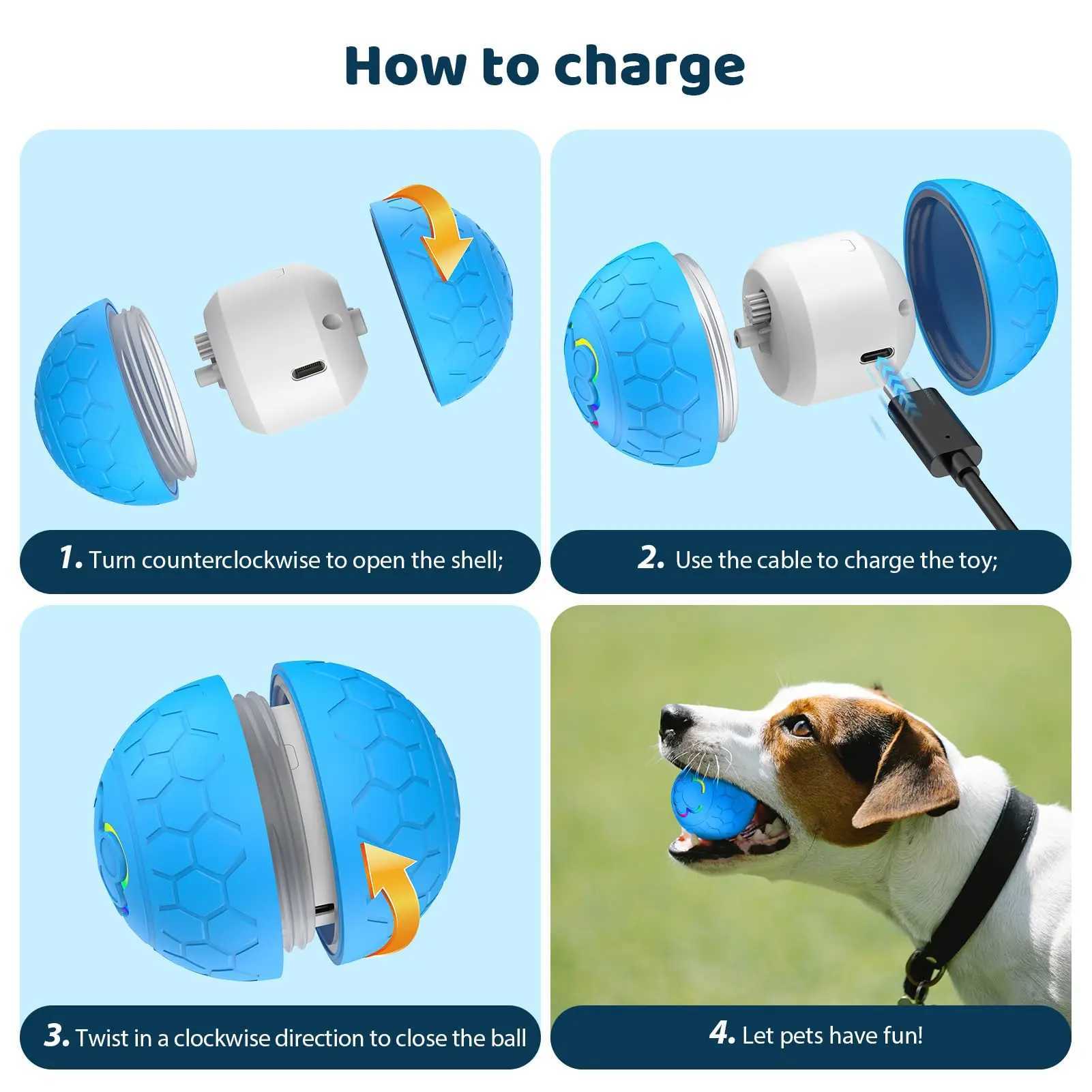 Active Rolling Ball for Dogs - 2.2 Sturdy Motion Activated Interactive Dog Ball for Puppies/Small/Medium Dogs USB Rechargeable Ball Y250705