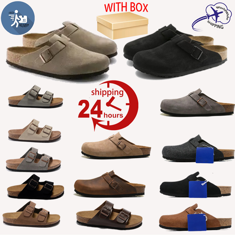 With Box Designer Clogs Sandals Clog Slippers Cork Flat High Quality Fashion Summer Genuine Leather Slide Favourite Beach Casual Shoes Women Men 35-45