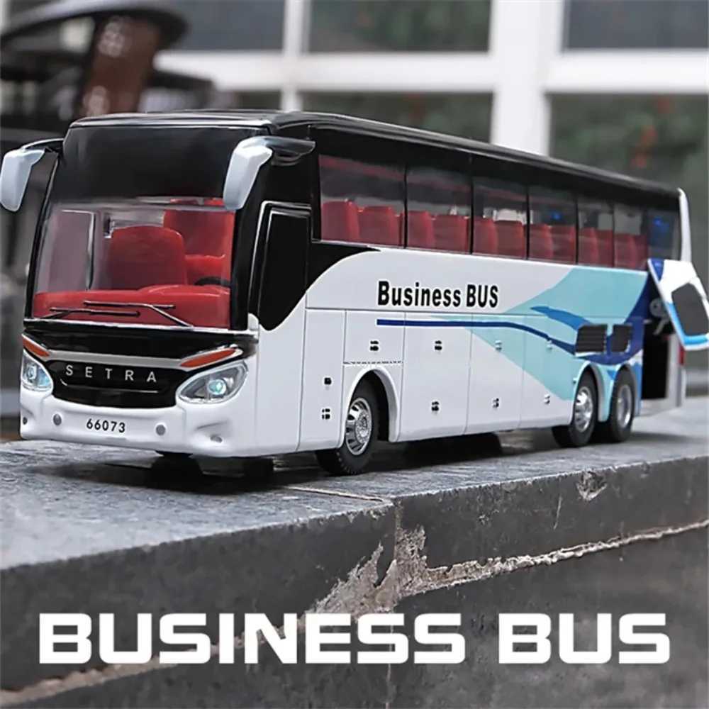 1/32 Alloy Single-layer Bus Car Model Toys Diecast Simulation Metal Business Bus Vehicle Sound Light Pull Back Children Gift ToyT250215