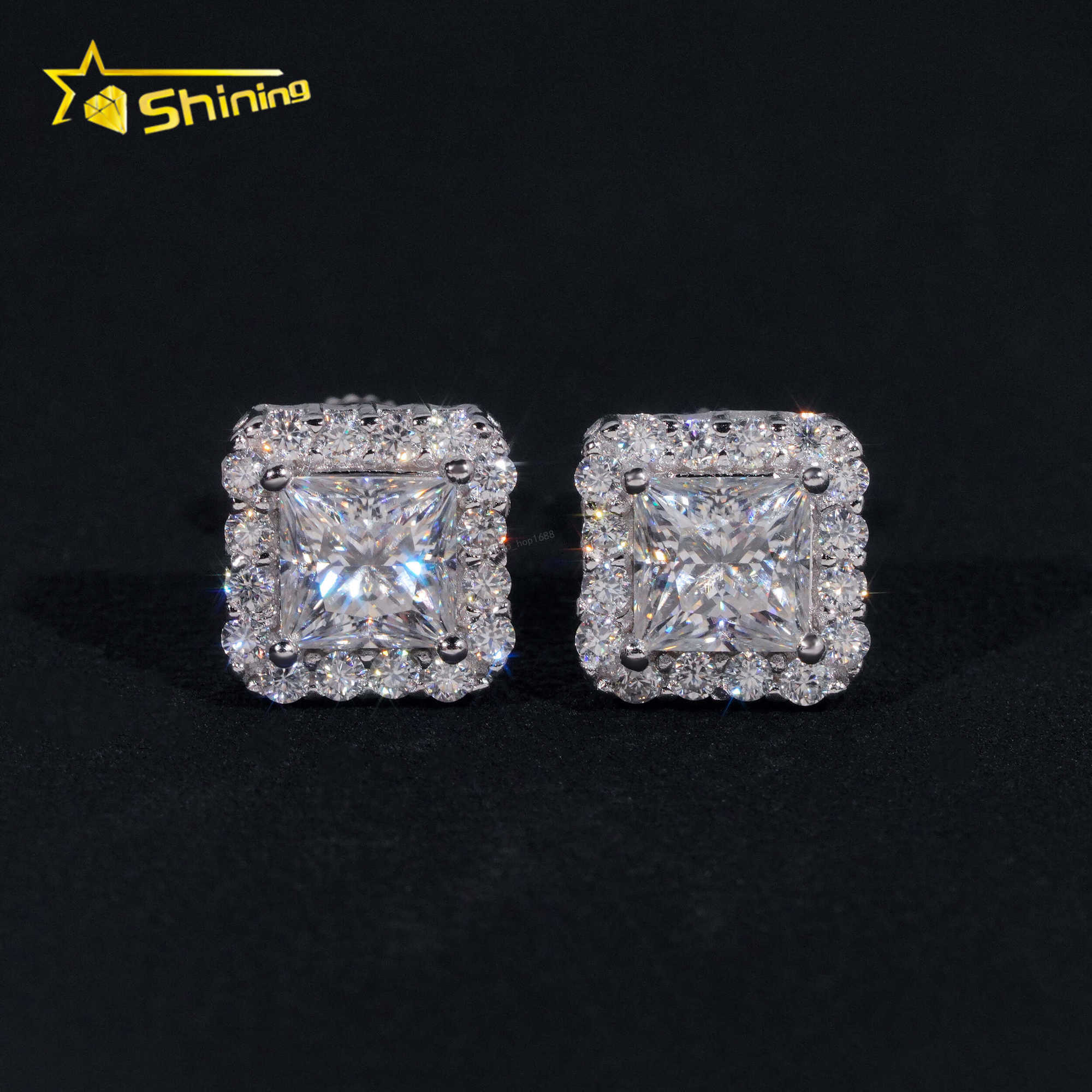 New Style GRA Certified Pass Diamond Tester VVS Diamond Earrings Silver 925 Hip Hop Moissanite Stud Earrings