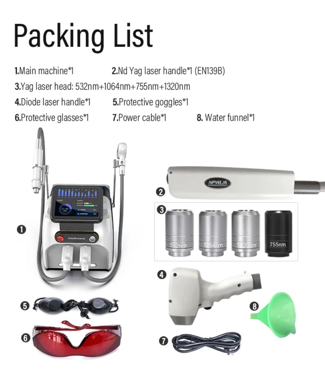 2 In 1 Picosecond Laser diode laser 755nm 808nm 1064nm Hair removal picolaser nd yag tattoo removal machine