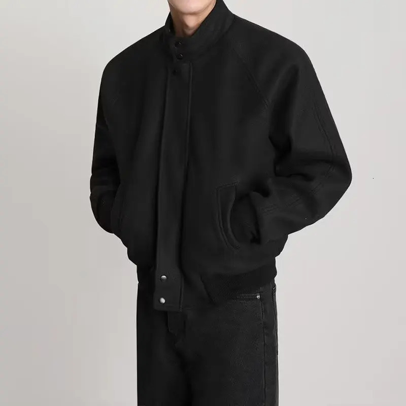 Mens fashion jacket black mens windup casual jumper classic solid color high Quilty 250212