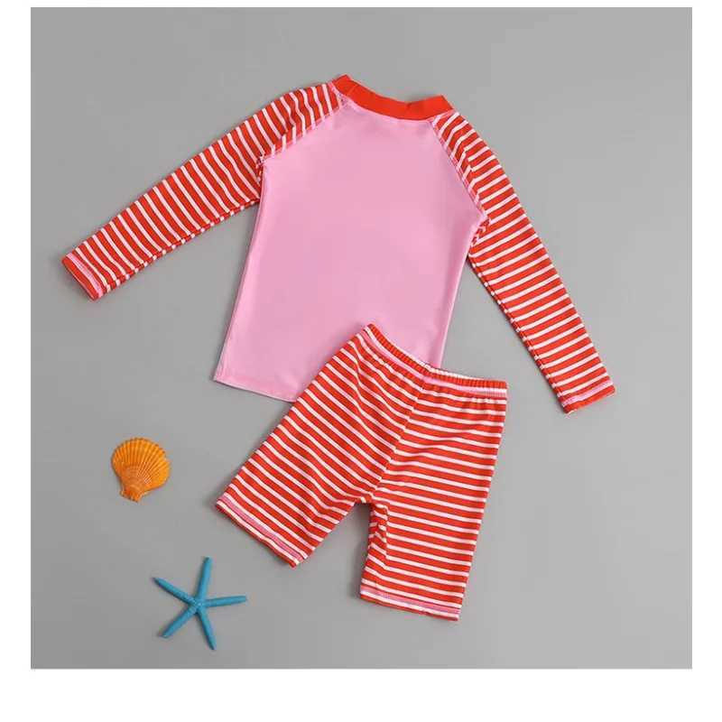 Children Boy Girl Swimsuit Swimwear 2pcs Quick Drying Sun Protection Dinosaur Print Long Sleeves Bathing Suit Swimming CostumeXJ250214