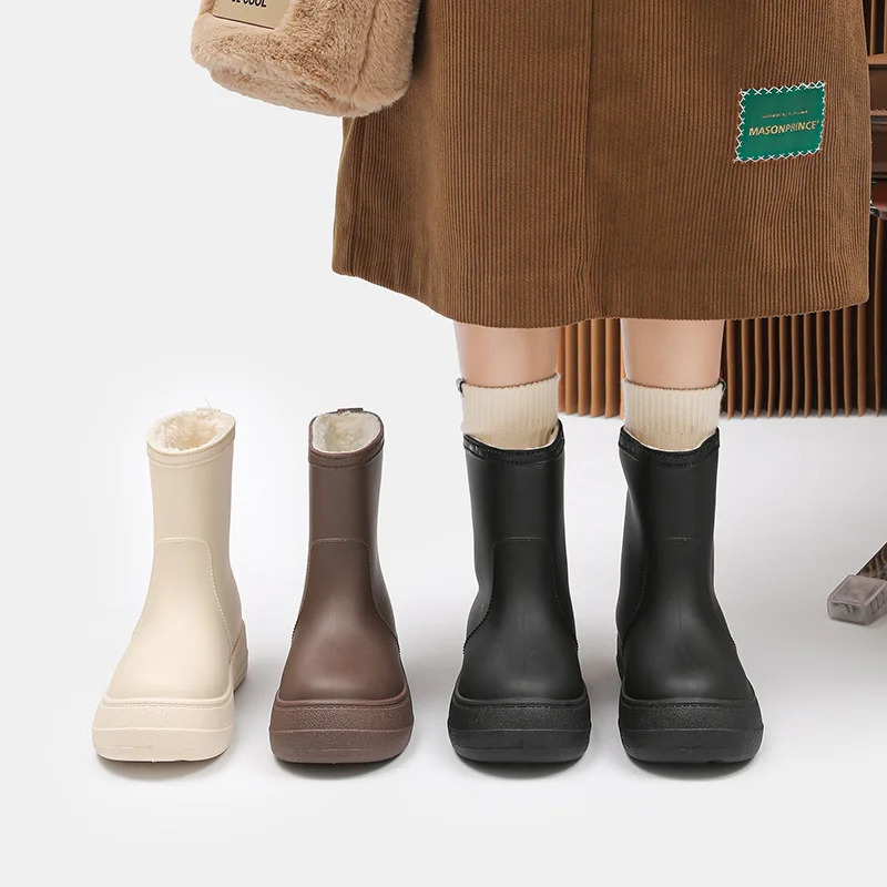 Fashionable womens rain boots waterproof womens shoes outdoor anti slip womens work boots high-quality platform EVA shoes 250213