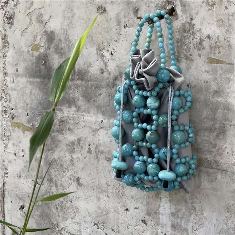 Boutique Acrylic Turquoise Stone Handmade Evening And Clutches For Women Formal Bags Party Rhie Handbags