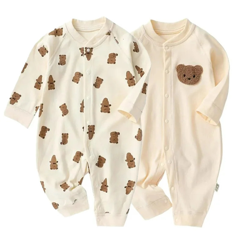 Autumn Baby Romper for Boys Girls Clothes Cartoon Bear Printed Jumpsuit born One-Pieces Onesie Korean Toddler Infant Outfit 250214