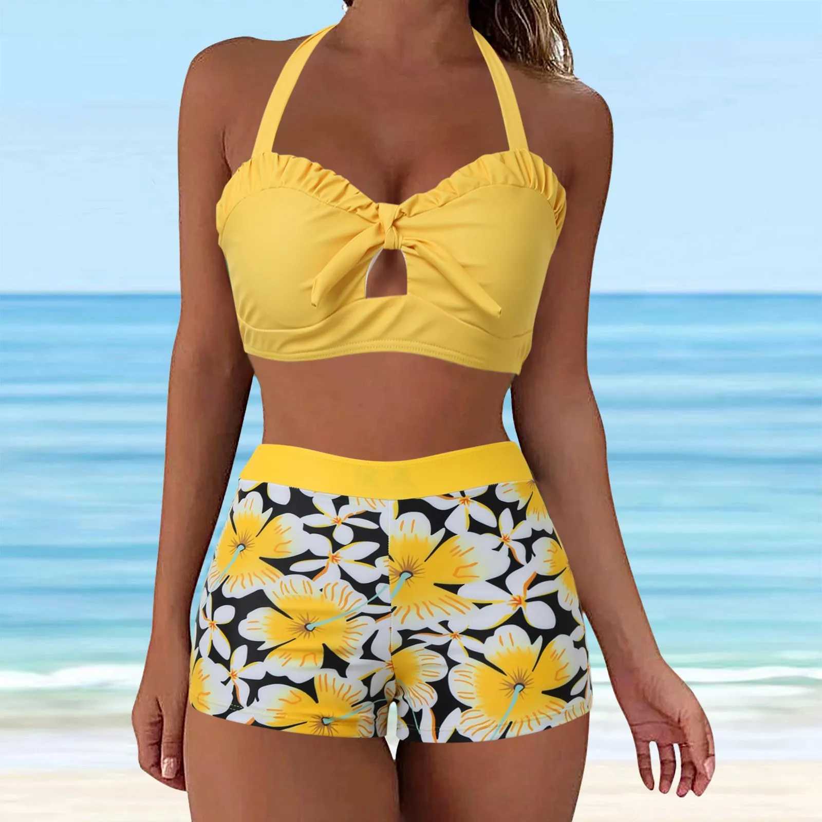 Womens Bikinis Trend 2024 Womens Swimwear Tankini 2 Piece Regular Swimsuit 2 Piece Floral Printed Womens Swimwear 2024W250214