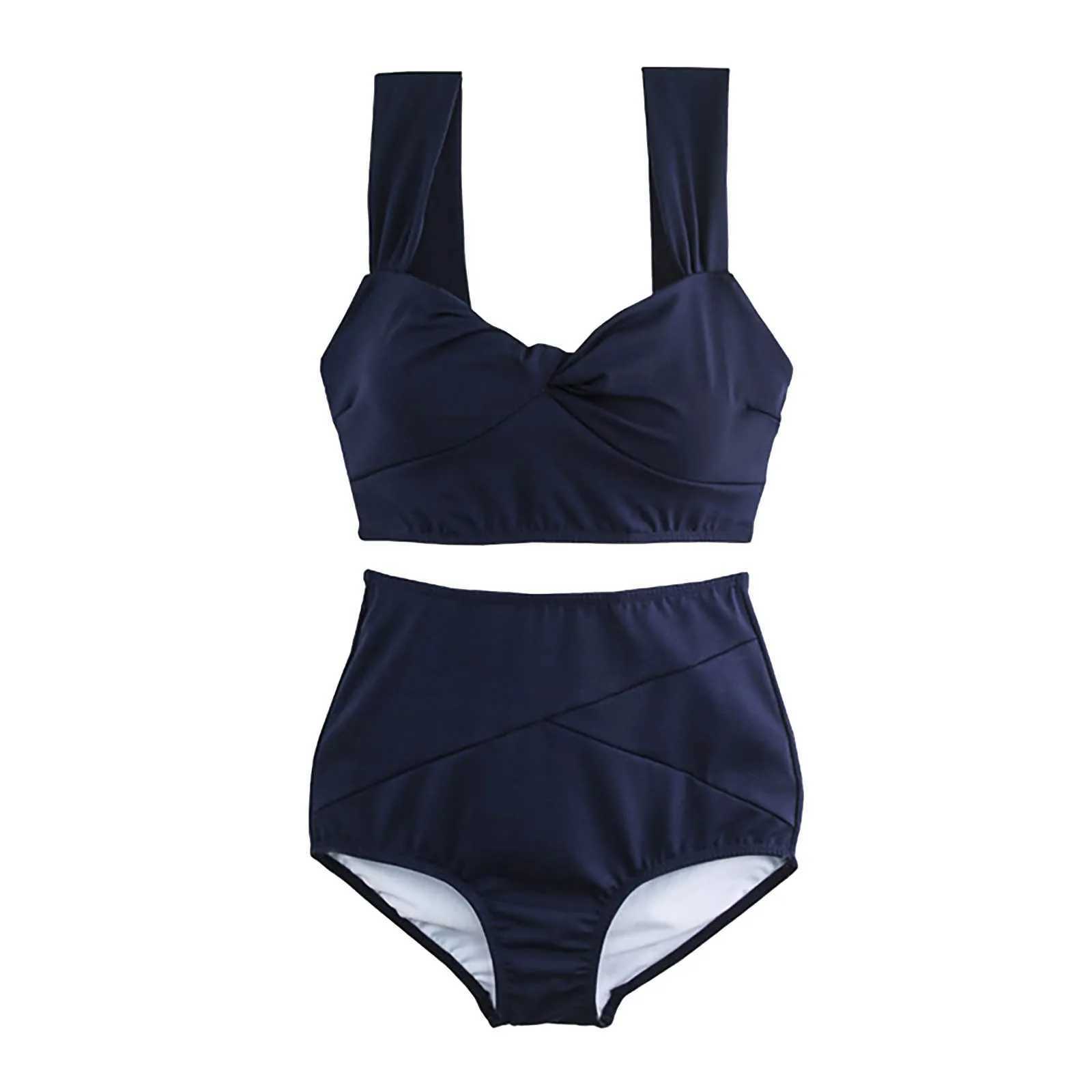 Swimwear Womens High Waisted Bikini Knot Scoop Neck Swimsuit Two Pieces Lace Up Bathing Suit Beach ClothingW250214