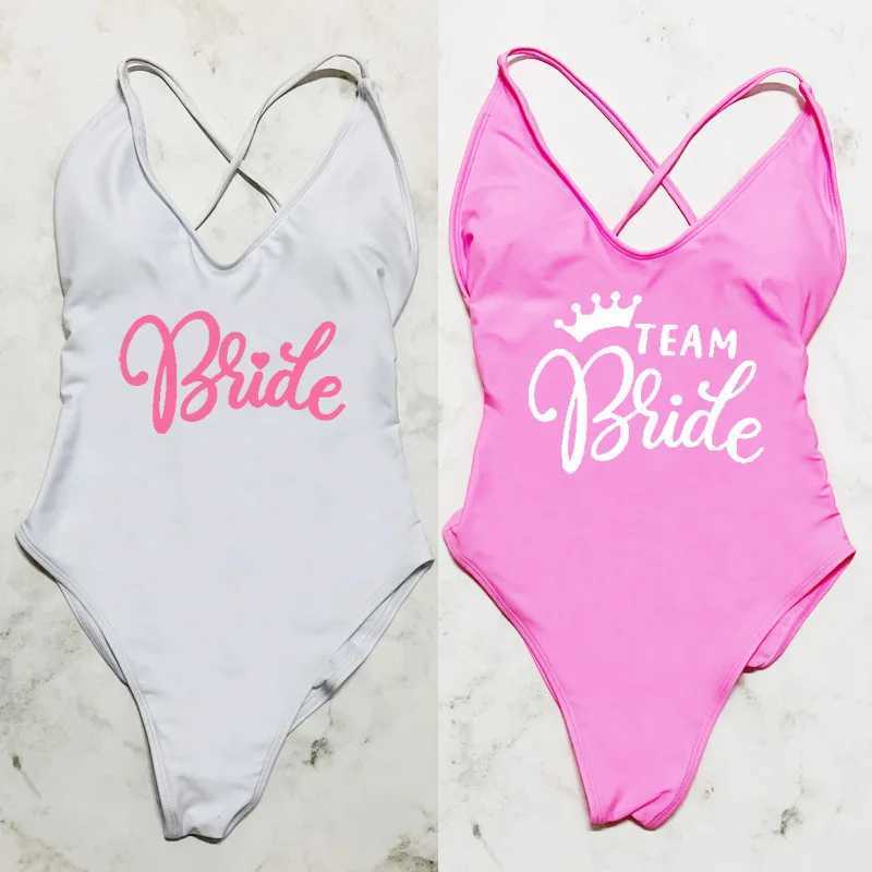Sexy Padded one-piece swimsuit bride swimsuit womens team bride crown swimsuit women 2023 Bachelorette Party bikini swimsuitW250214