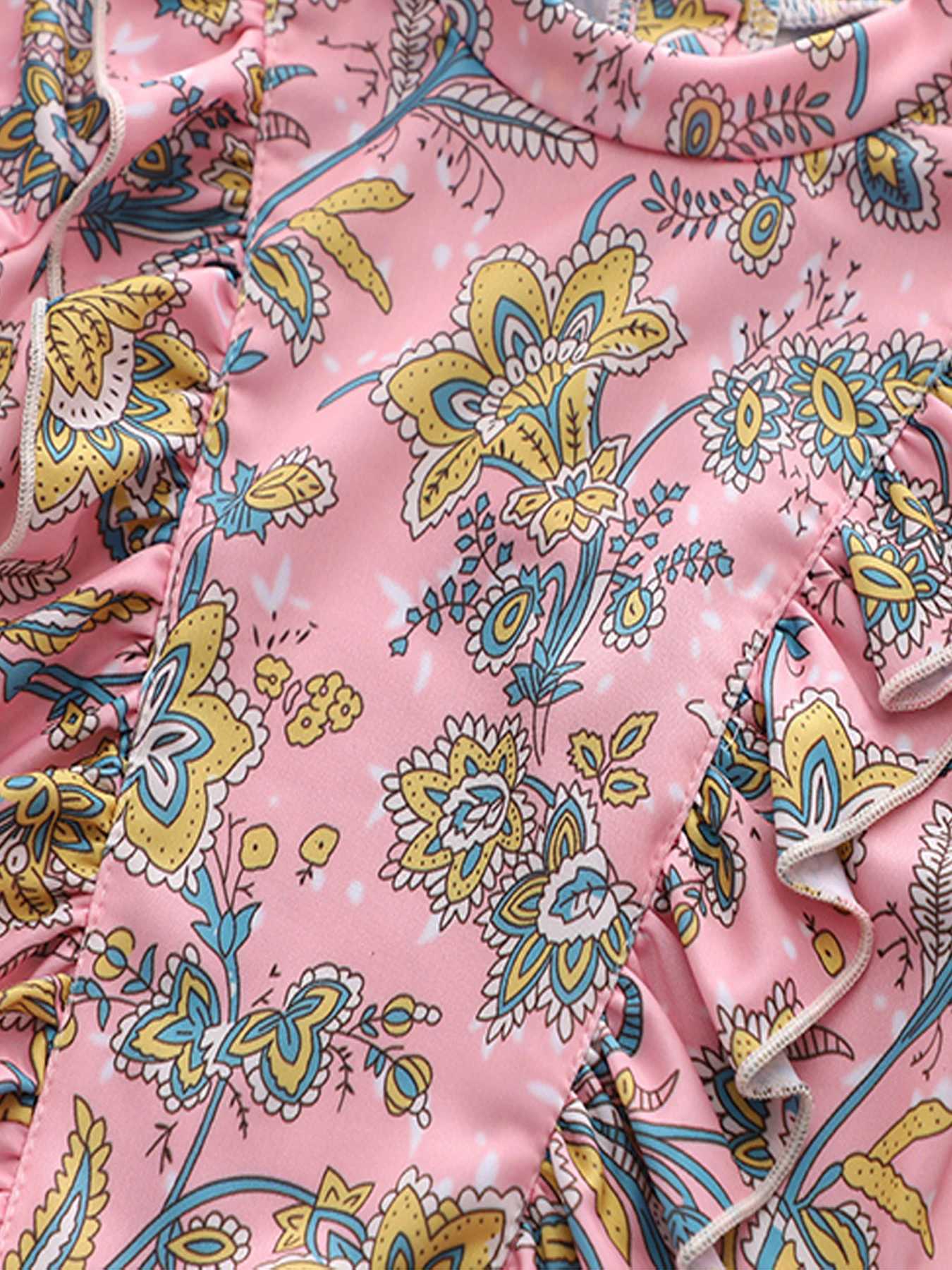 Baby Girl Two-piece Swimsuit Long Sleeve Quick-drying Children Swimwear Holiday Jacket Infant Girl Flower Swimming BikiniXJ250214