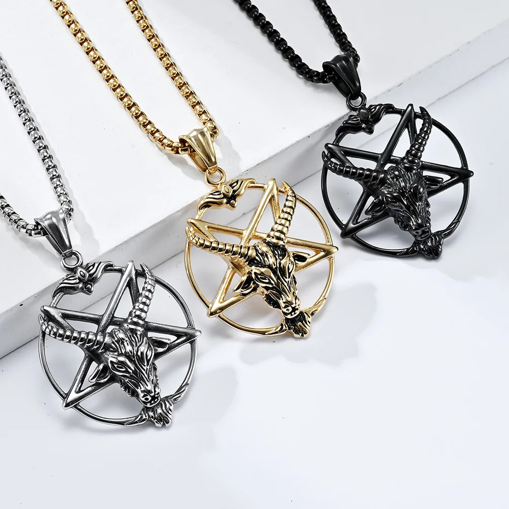 DARHSEN Men Stainless Steel Statement Pendant Necklace Baphomet Goat Satanic Satan Demon Devil Fashion Jewelry 250214