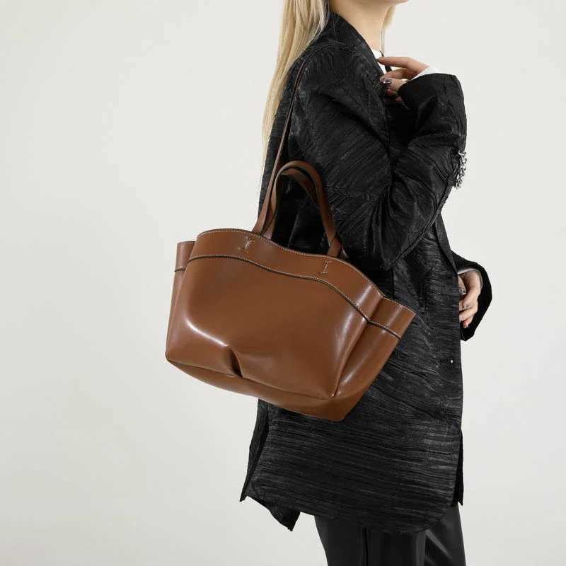 Solid Quality PU Shoder Bag Large Capacity Hasp Interior Zipper Pocket Casual Tote Handbag 2024 Hot S Bags for Wen Bolsa Z250215